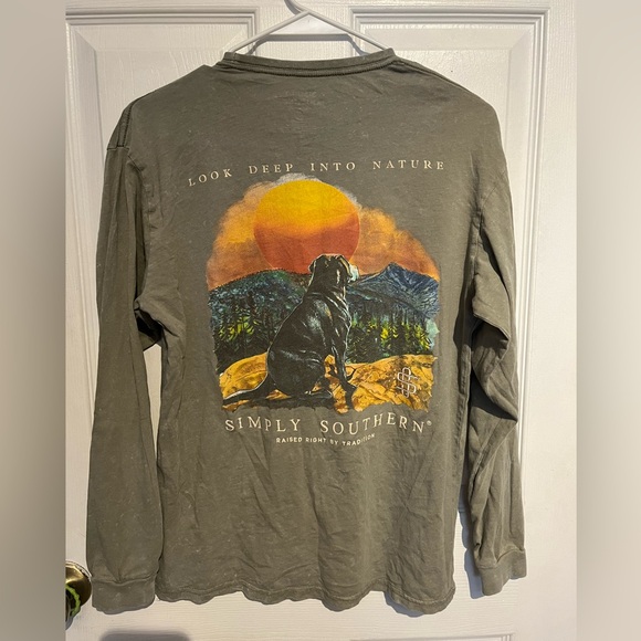 Simply Southern men’s sage green long-sleeve tee, size small - Picture 2 of 5